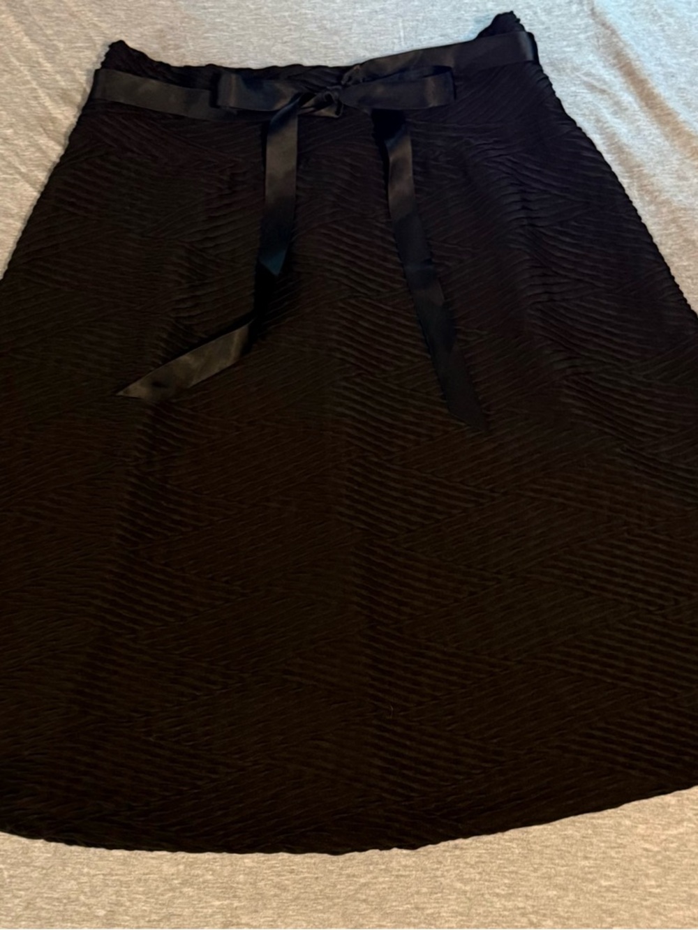 Joe Benbasset Black A-Line Skirt with Satin Ribbon Waist